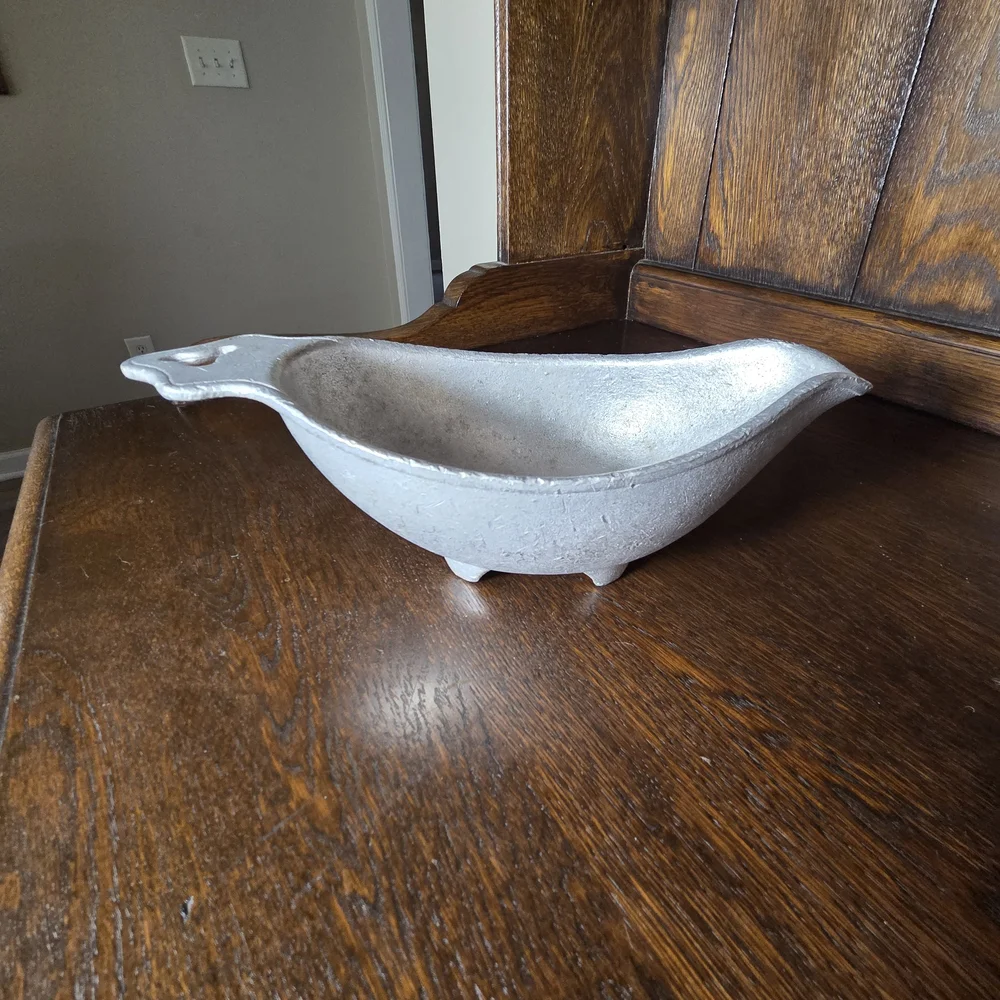 Vintage Pewter Footed Gravy Boat.